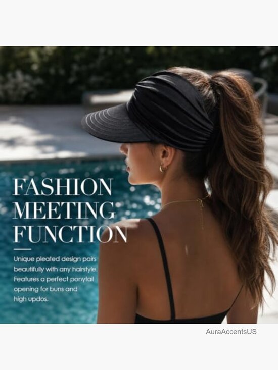 UPF 50+ UV Protection Sun Visor Hat Wide Brim Lightweight Foldable Ponytail Cap main image 7